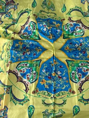 Vibrant Paisley scarf Yellow and Blue